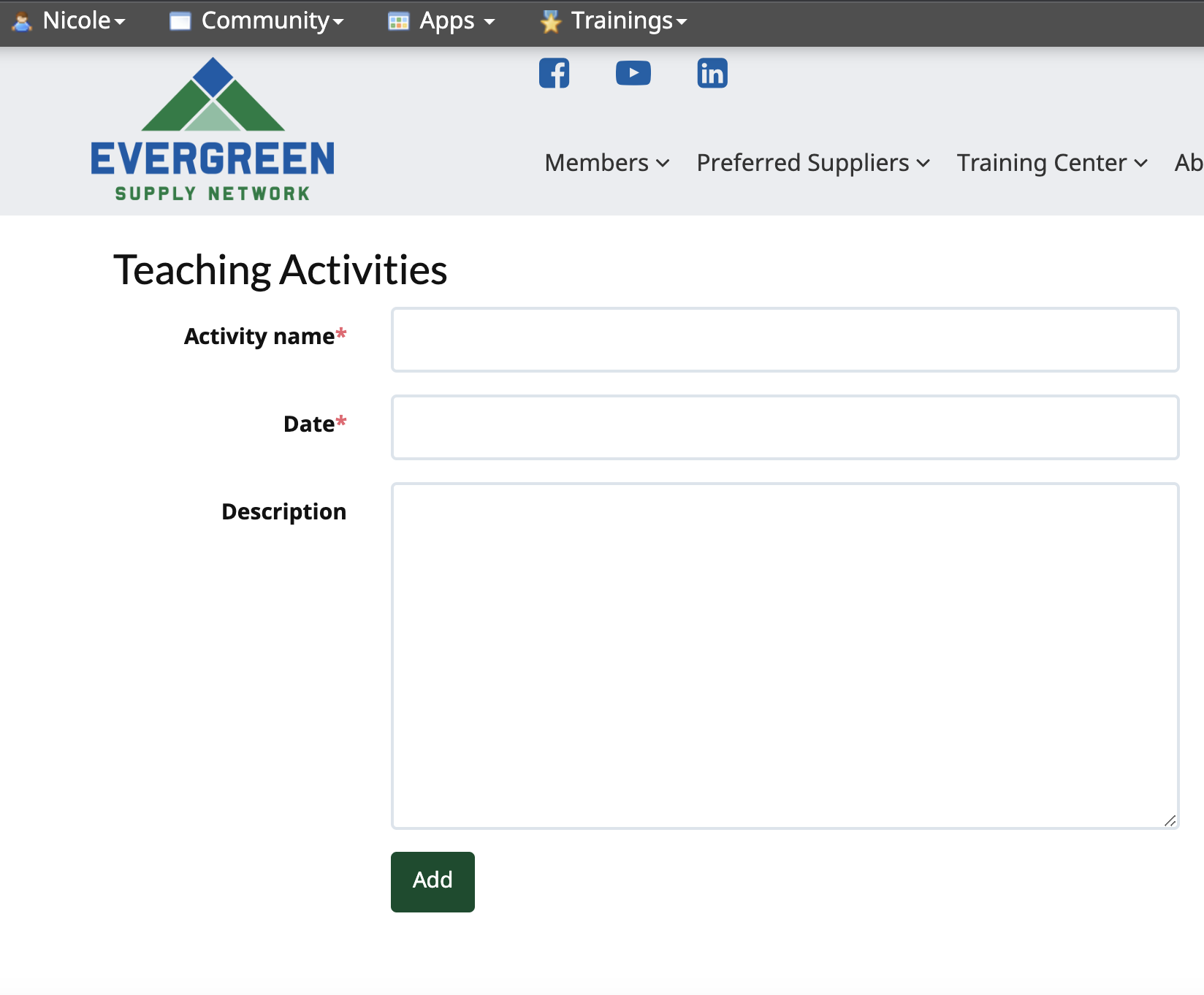 Evergreen University - add Teaching Activities