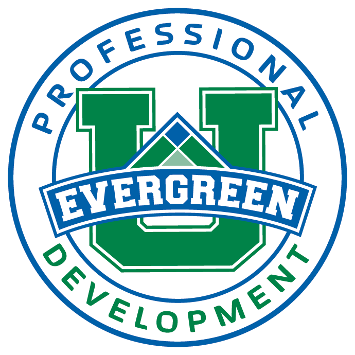 Graphic with the letter U and Evergreen